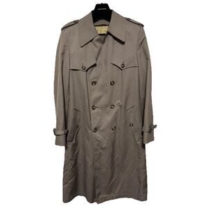 VINTAGE Christian Dior Monsieur Trench Coat Mens 40L Gray Double Breasted Belted